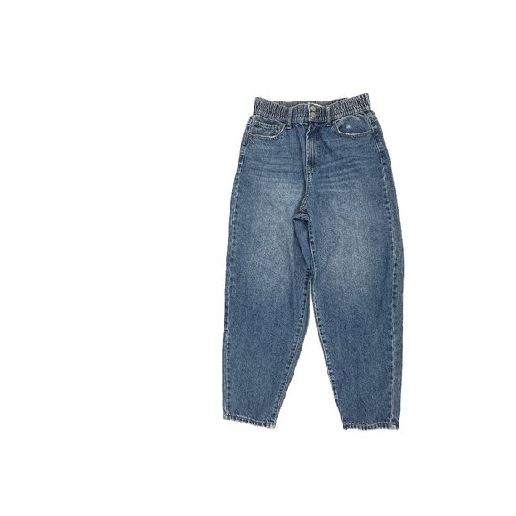 And Now This Denim - And Now This Snap Button Elastic Waist Barrel Distressed Women size 28 Blue jean